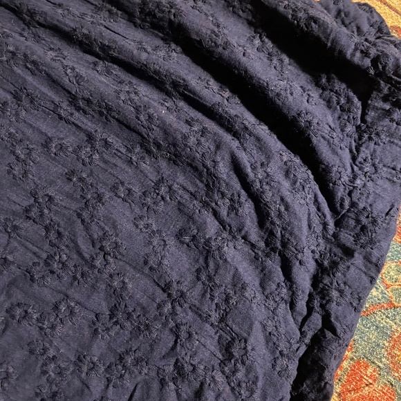 Dark Navy Isaac Mizrahi Embroidered Cotton Dress - Picture 5 of 6